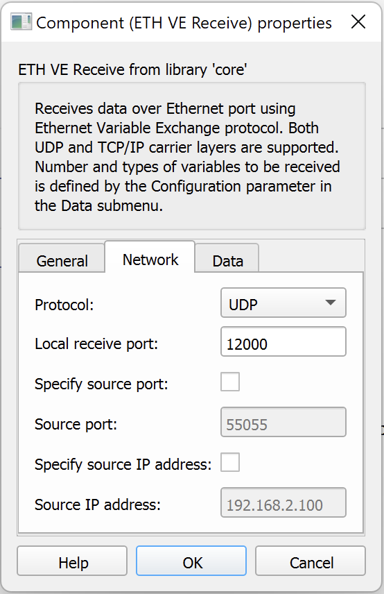 ETH VE Setup properties