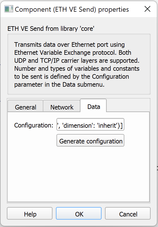 ETH VE Setup properties