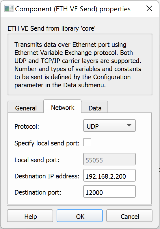 ETH VE Setup properties